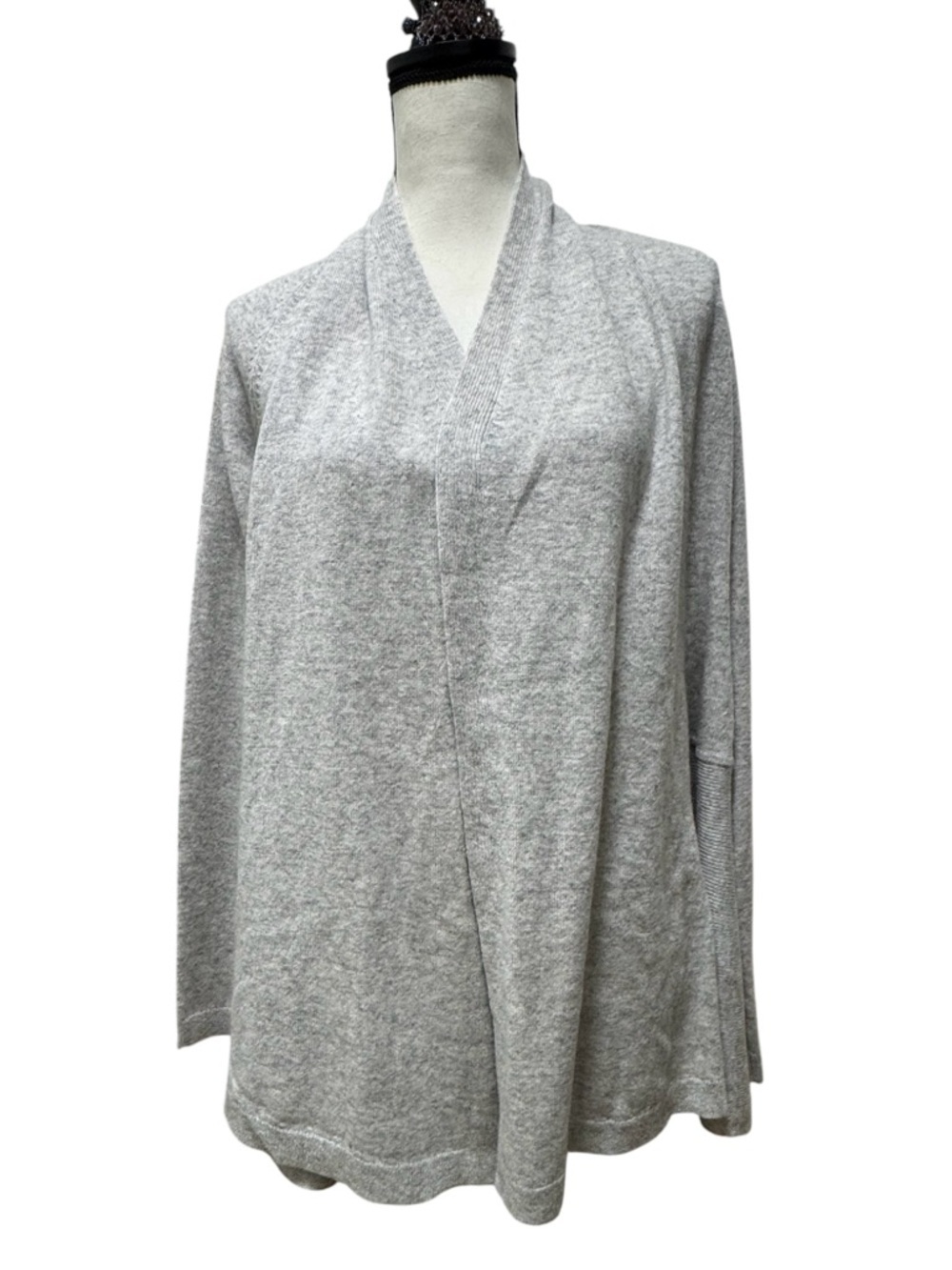 Theory Size S Foggy Gray Open Front Long Sleeve Cashmere Cardigan